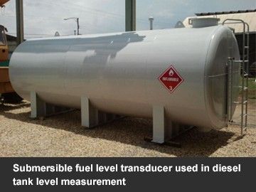 Submersible fuel level transducer used in diesel tank level measurement