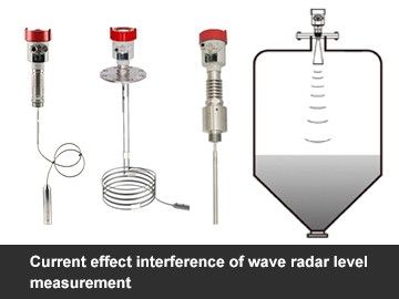 Current effect interference of wave radar level measurement