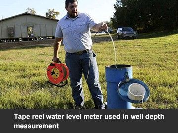 Tape reel water level meter used in well depth measurement