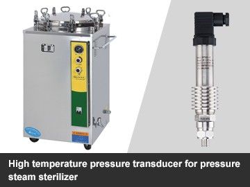 High temperature pressure transducer for pressure steam sterilizer